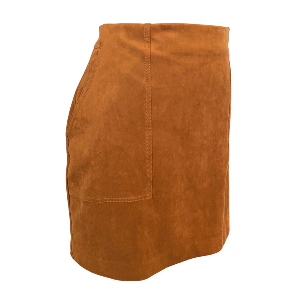 Banana Republic Faux‎ Suede Mini Skirt Size 6 Brown Pocket A-Line Stretch
